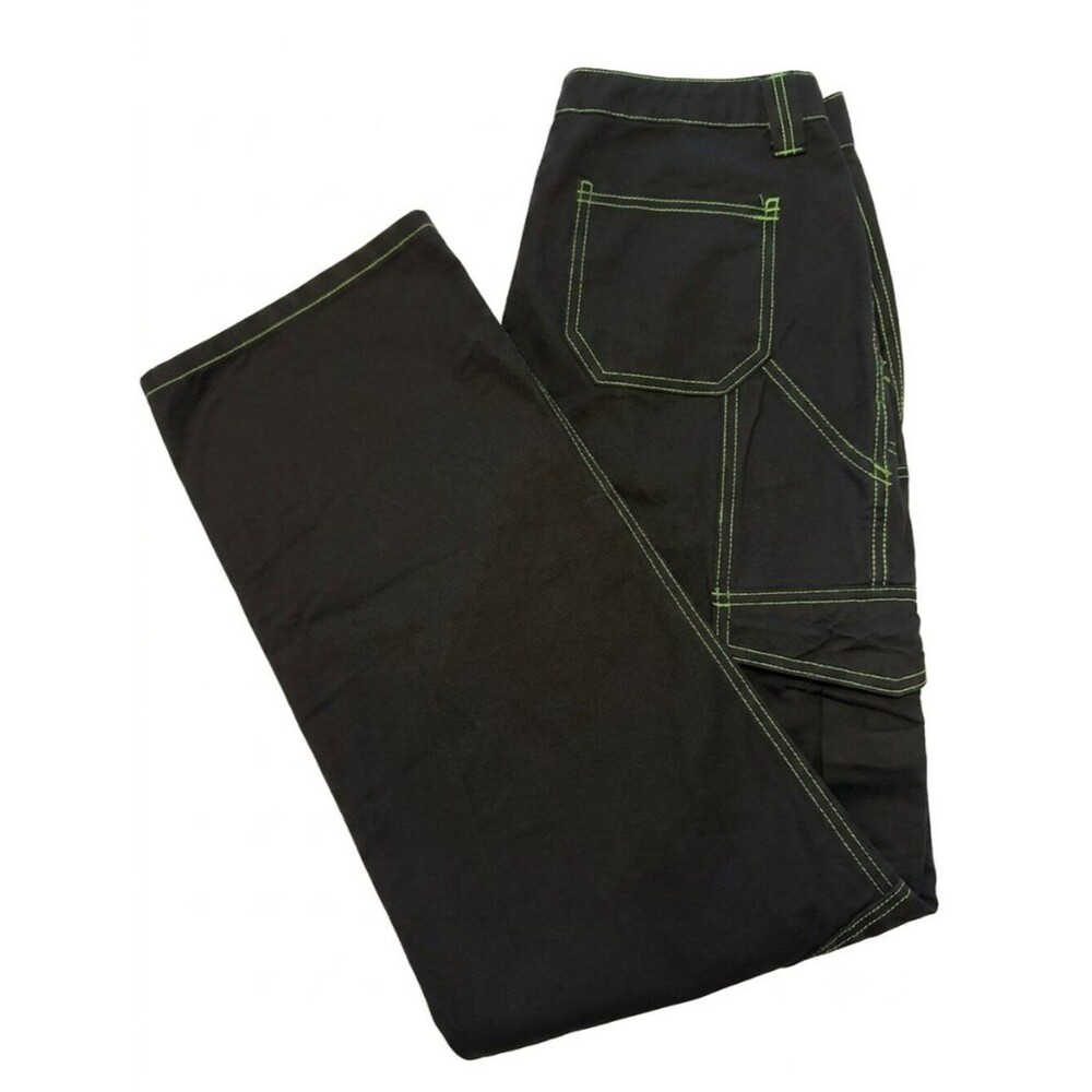 Hot Topic HT Denim Black & Green Contrast Stitch Hi-Rise Carpenter Pants 5